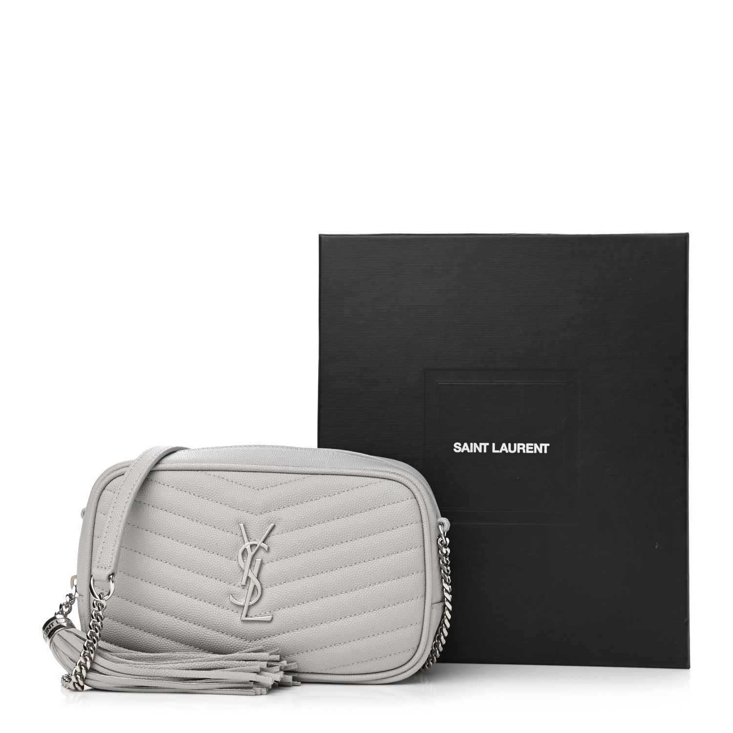 Saint Laurent Grain De Poudre Matelasse Monogram Mini Lou Camera Bag Granite 13 of 13