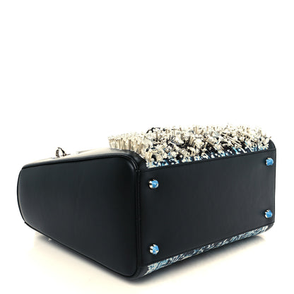 Christian Dior X WANG YUANG Calfskin Bead Embroidered Glow in the Dark Medium Lady Dior Art Black Multicolor 4 of 10