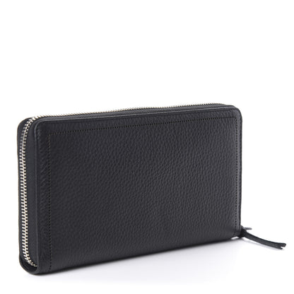 Balenciaga Veau Grana Perforated Blackout Hardware Continental Zip Around Wallet Black 3 of 10