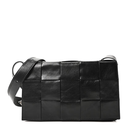 Bottega Veneta Paper Calfskin Maxi Intreccio Cassette Crossbody Bag Black 1 of 10