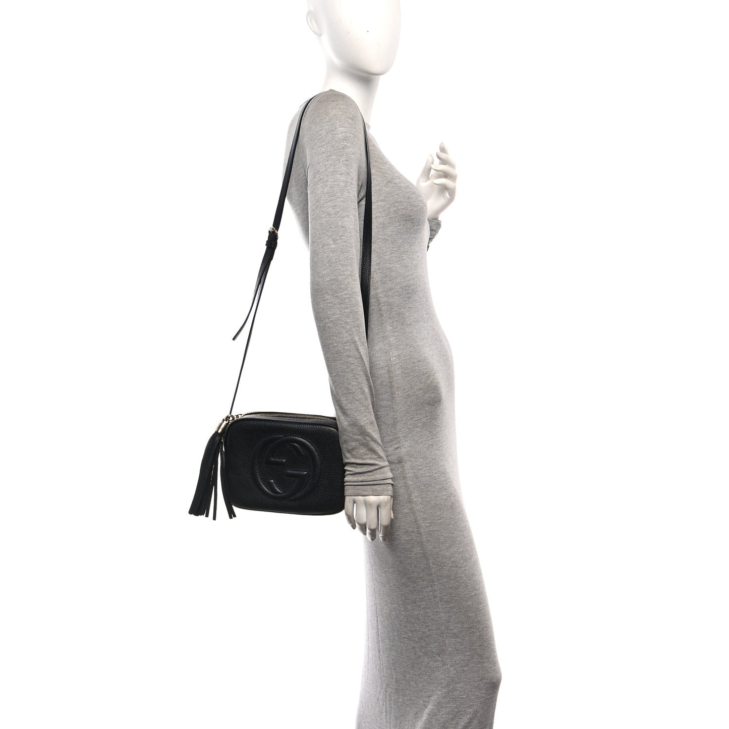 Pebbled Calfskin Small Soho Disco Bag Black