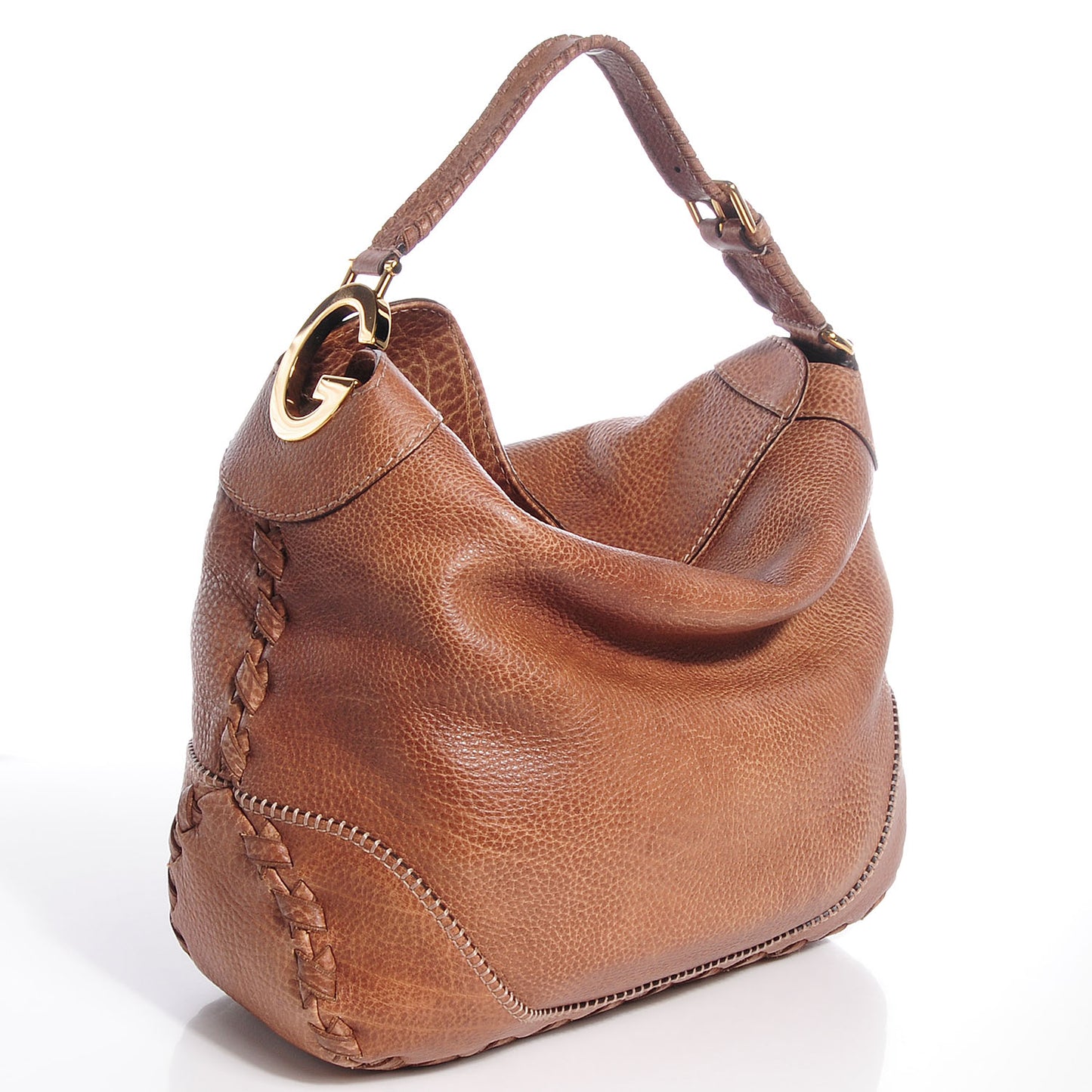 Grained Leather Medium Charlotte Hobo Light Brown