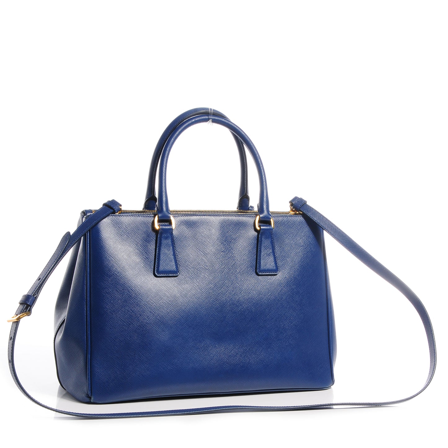 Saffiano Lux Medium Double Zip Tote Bluette