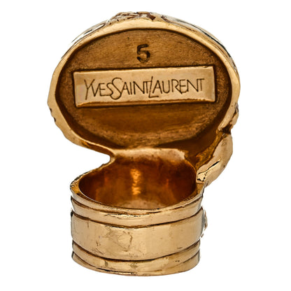 Saint Laurent Glass Cabochon Arty Ovale Ring 5 Gold Lapis 3 of 4