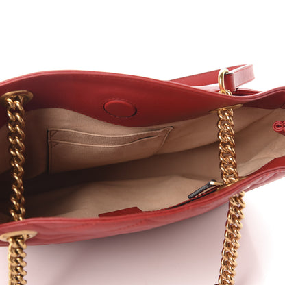 Gucci Calfskin Matelasse Medium GG Marmont Open Top Shoulder Bag Hibiscus Red 5 of 10