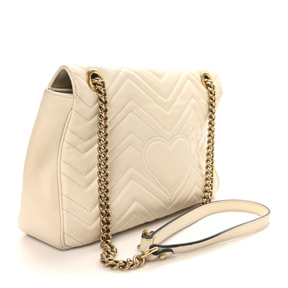 Gucci Calfskin Matelasse Medium GG Marmont Shoulder Bag White 2 of 10