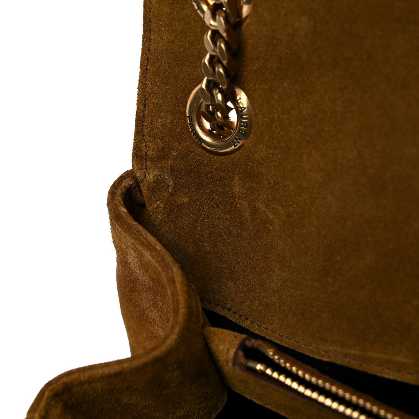 Suede Mixed Matelasse Tri-Quilt Large Monogram Envelope Satchel Brown