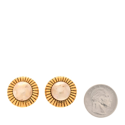 Chanel Pearl Round Clip On Earrings Gold 2 of 5