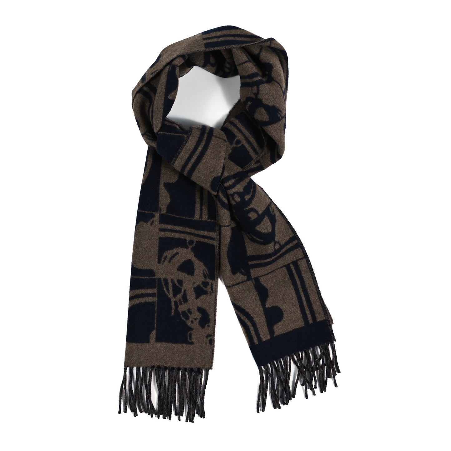 Cashmere Brides de Gala en Desordre Muffler Marine Etoupe