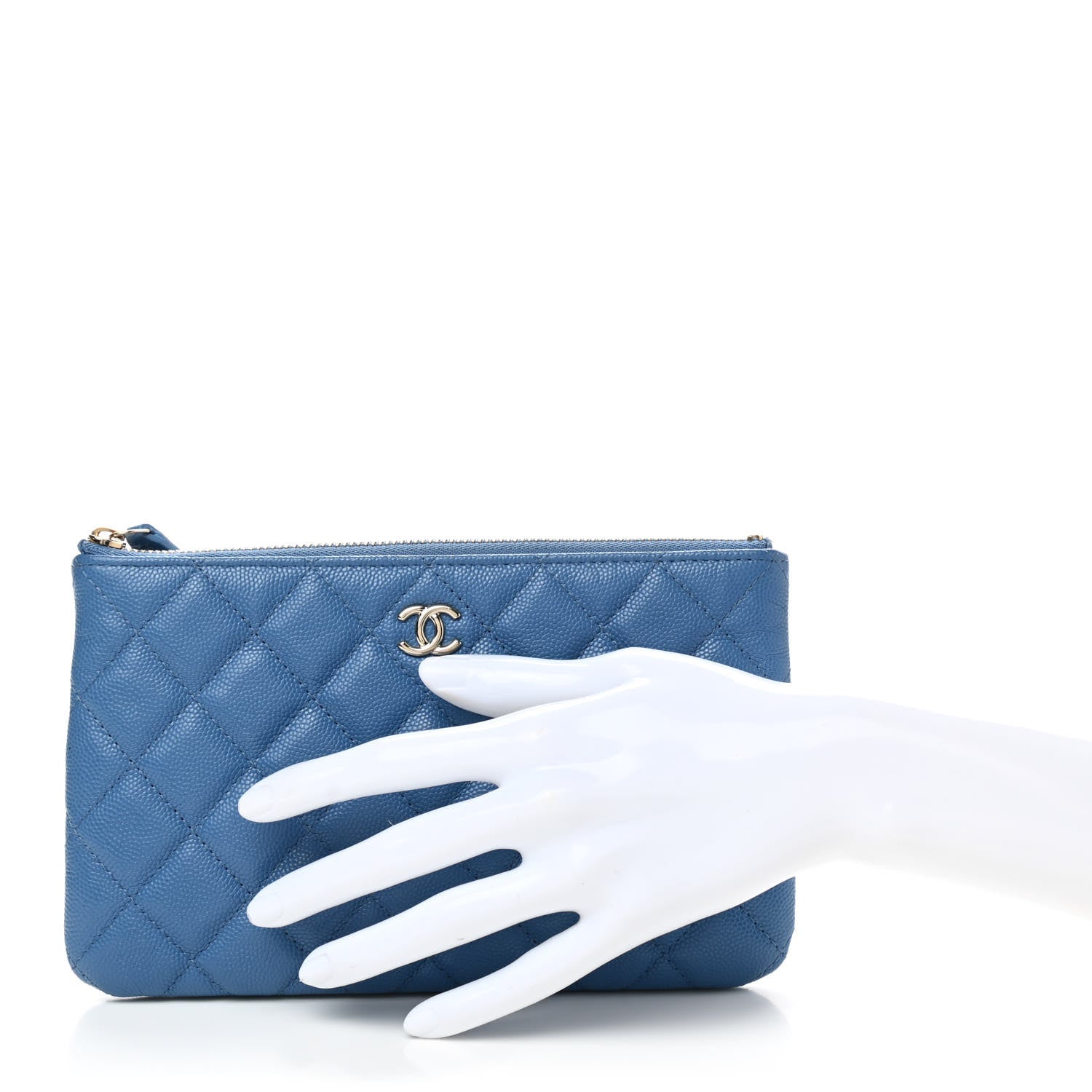 Chanel Caviar Quilted Small Pouch Blue 2 of 7