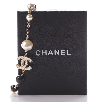 Chanel Pearl Bead Enamel CC Short Necklace Black Gold 5 of 5