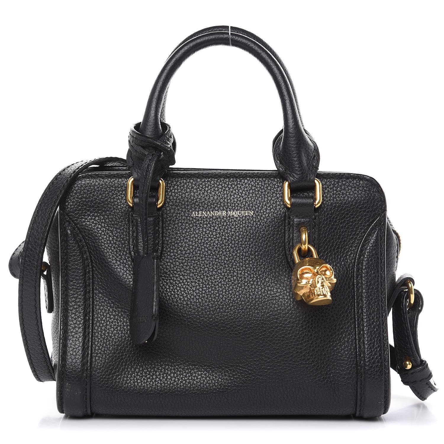 Alexander McQueen Pebbled Calfskin Mini Padlock Tote Black 1 of 12