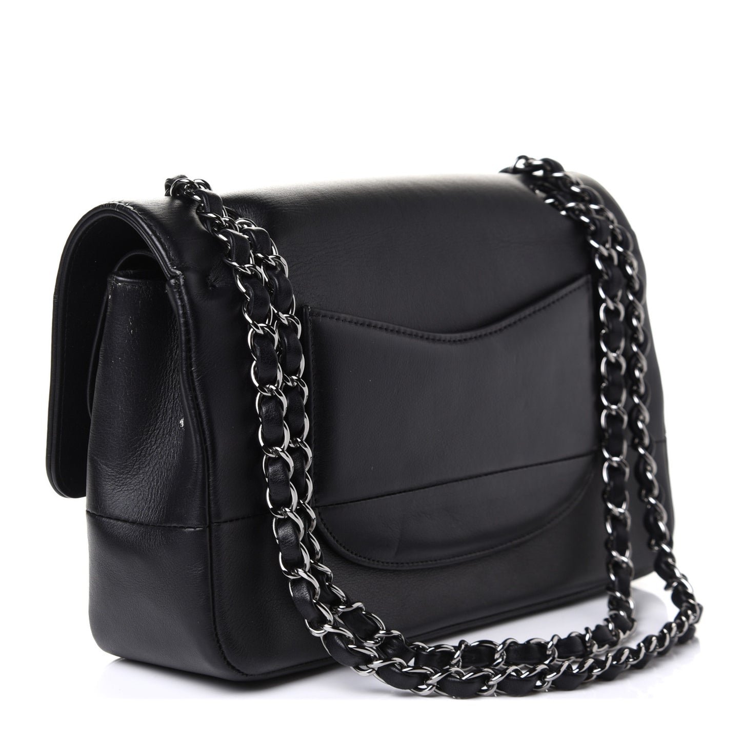 Calfskin Medium Classic Pure Double Flap Black