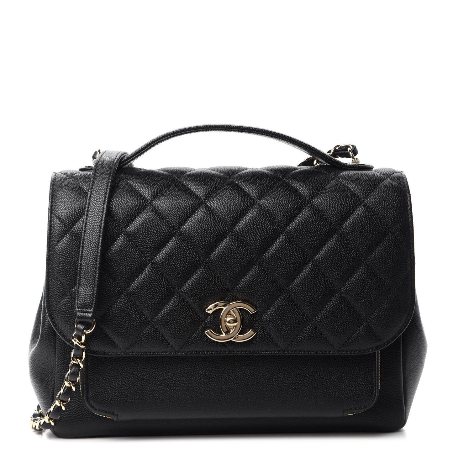 Caviar Quilted Large Business Affinity Flap Black