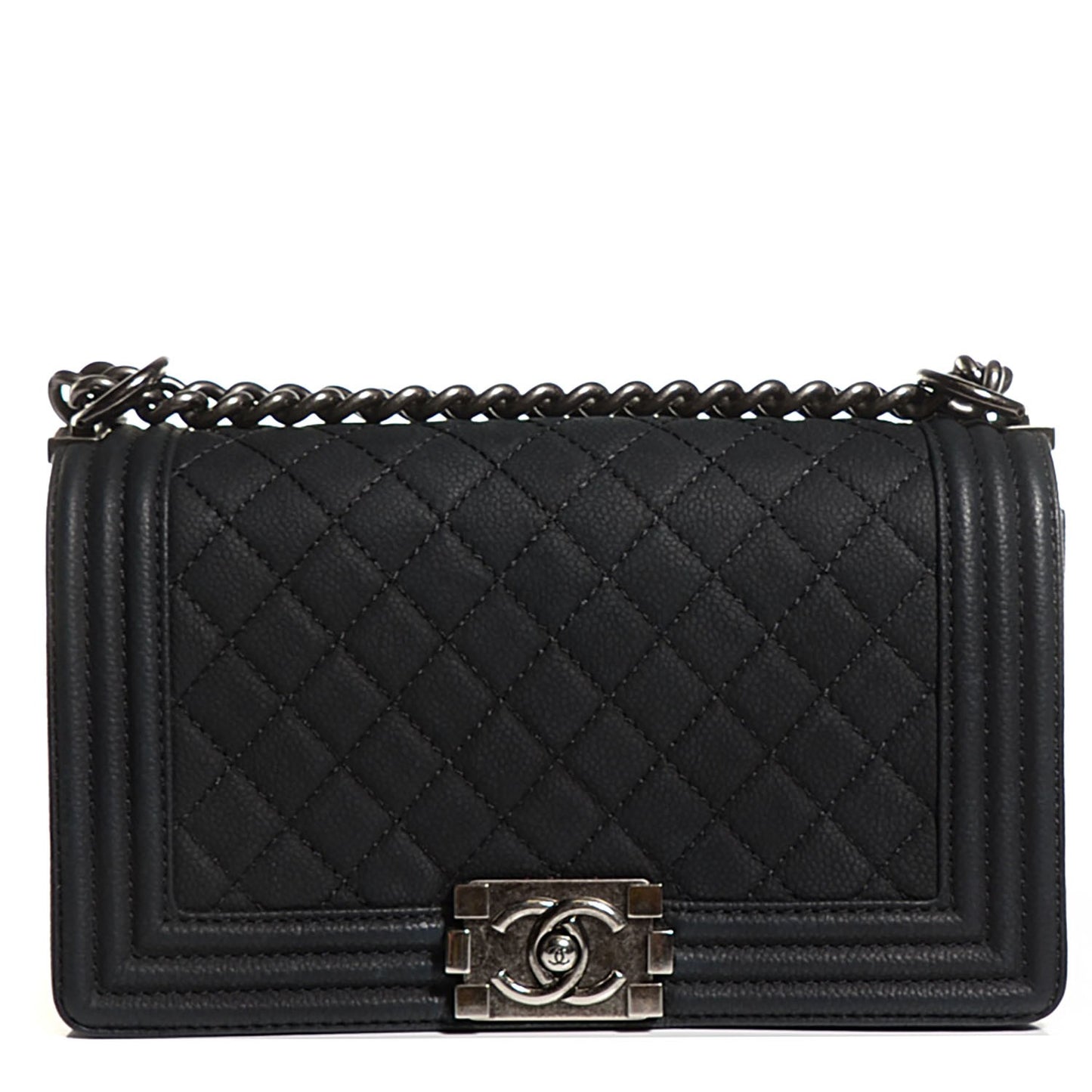 Iridescent Caviar Quilted Medium Boy Flap Black