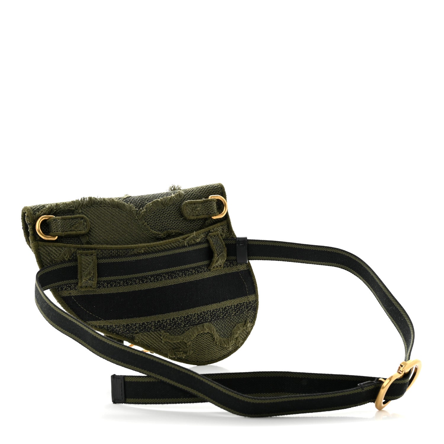 Christian Dior Canvas Embroidered Camouflage Saddle Belt Bag Green 3 of 12