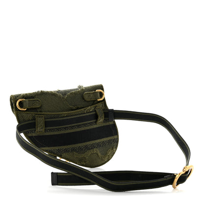 Christian Dior Canvas Embroidered Camouflage Saddle Belt Bag Green 3 of 12