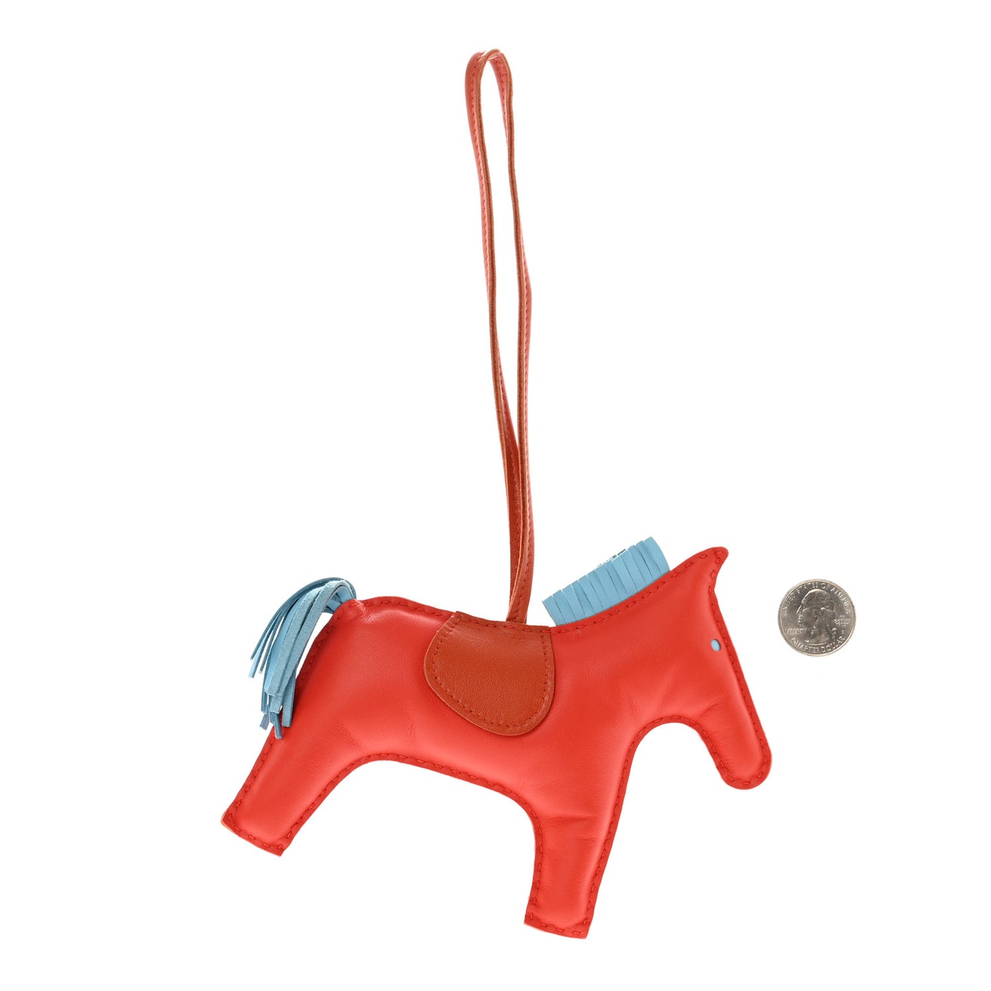 Milo Lambskin Grigri Rodeo Horse Bag Charm GM Capucine Celeste Cornaline