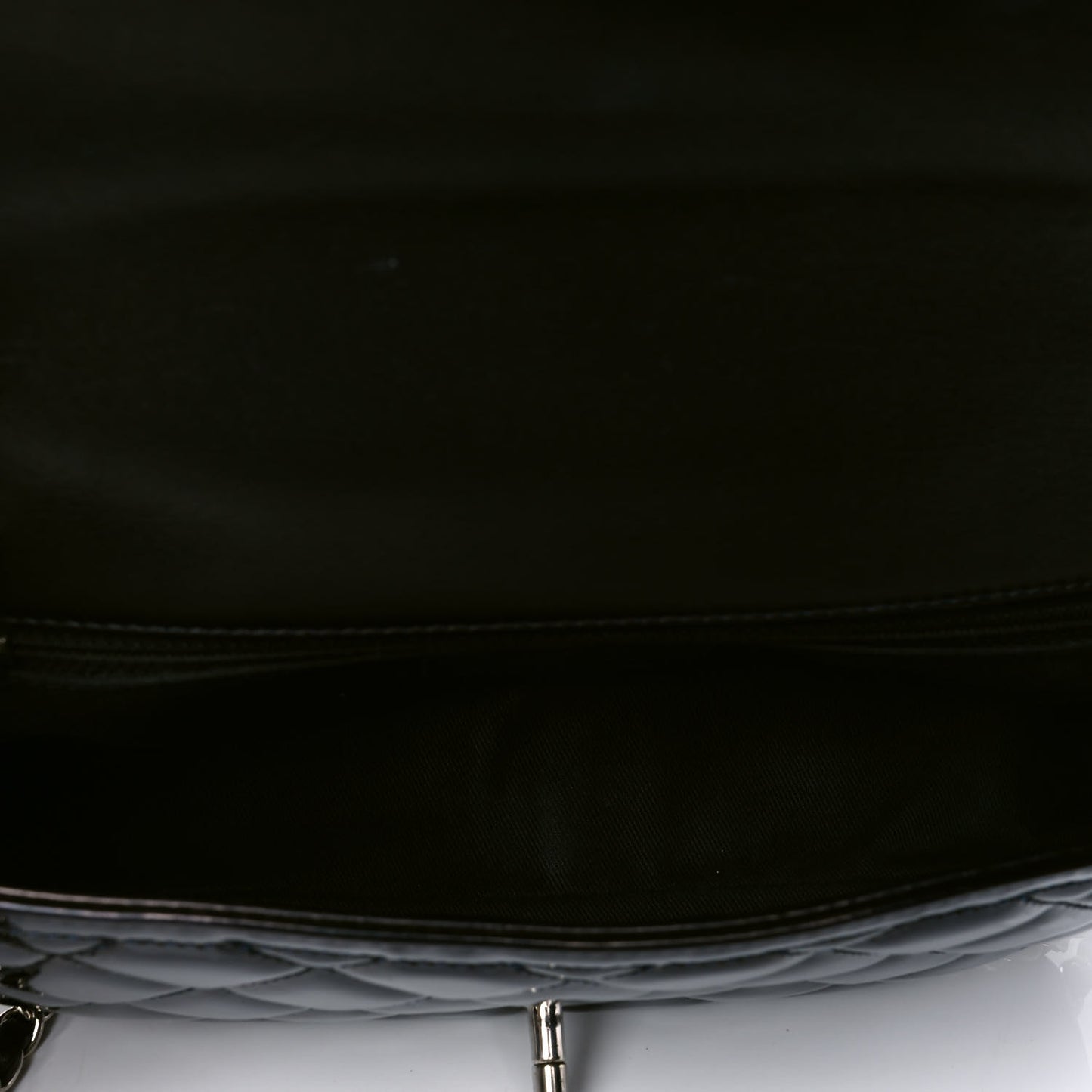 Patent Quilted Large Coco Shine Flap Navy
