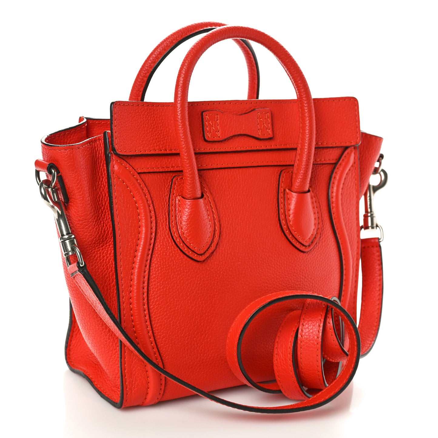 Drummed Calfskin Nano Luggage Vermillion