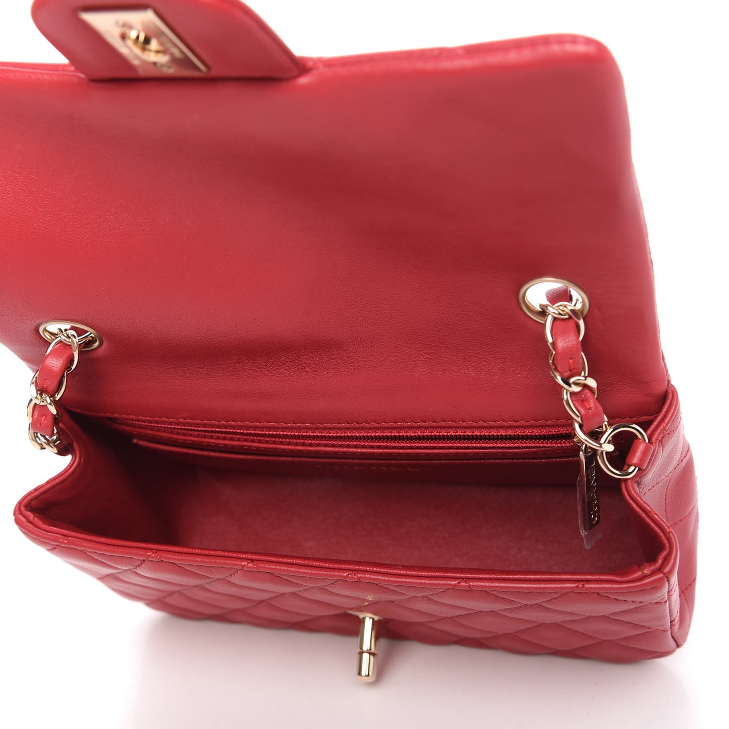 Lambskin Quilted Mini Rectangular Flap Red