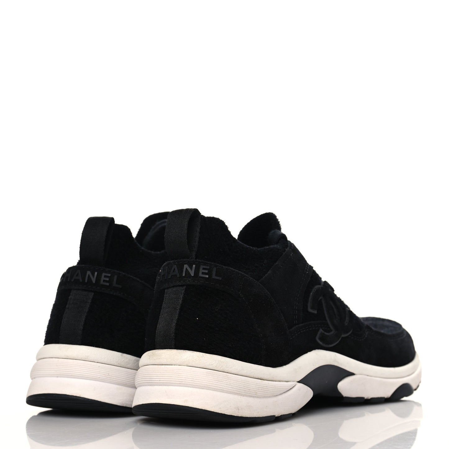 Fabric Suede Calfskin Stretch CC Sneakers 38.5 Black