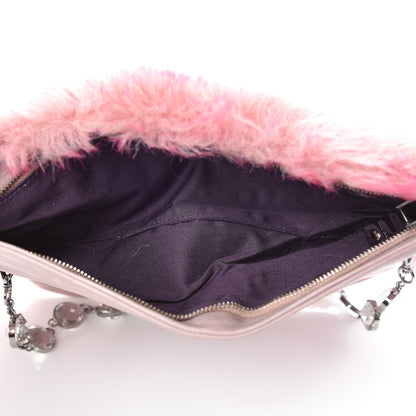 Miu Miu Mink Faux Fur Crystal Flap Clutch Pink 5 of 11