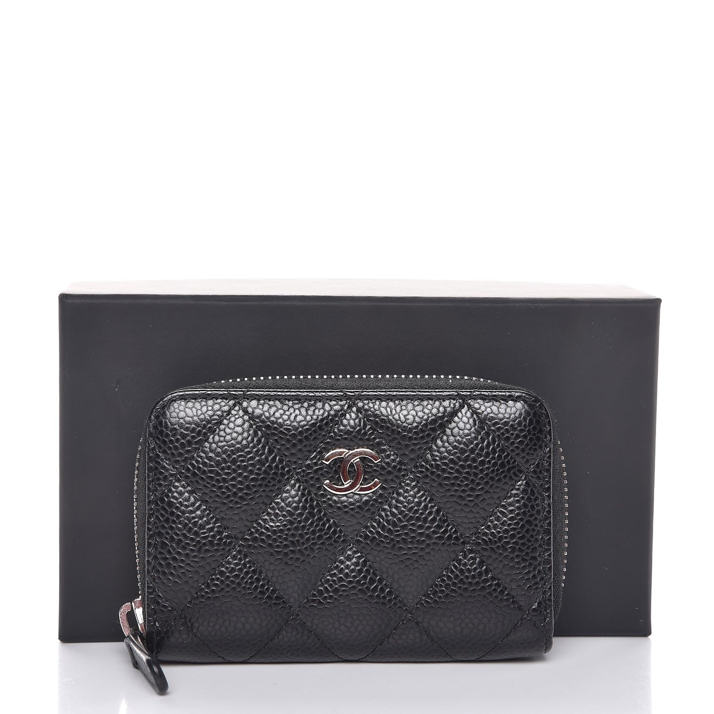 Caviar Quilted Zip Coin Purse Black