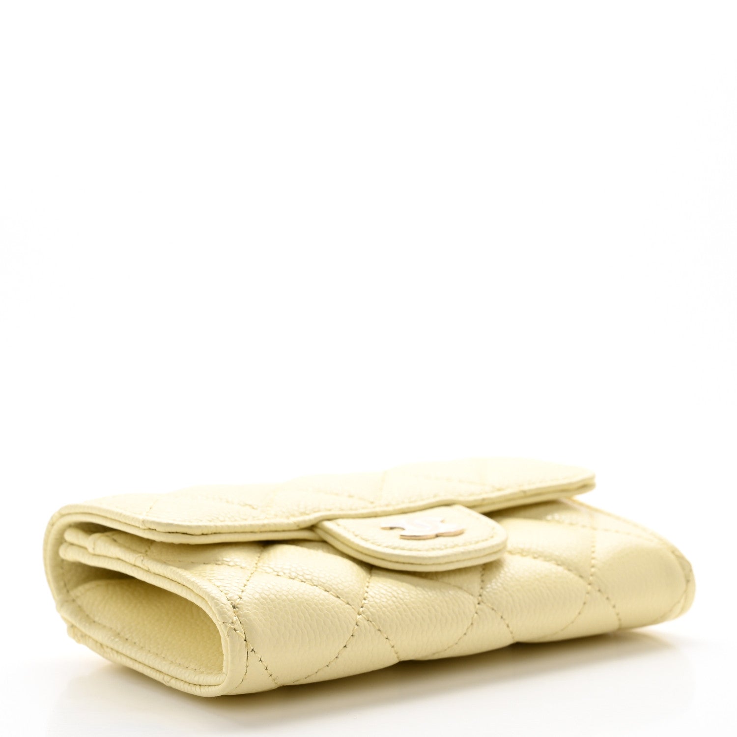 Chanel Caviar Quilted Flap Card Holder Wallet Light Yellow 4 of 10