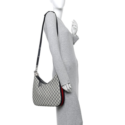 Gucci GG Supreme Monogram Textured Calfskin Web Large Attache Shoulder Bag Beige Blue 2 of 10