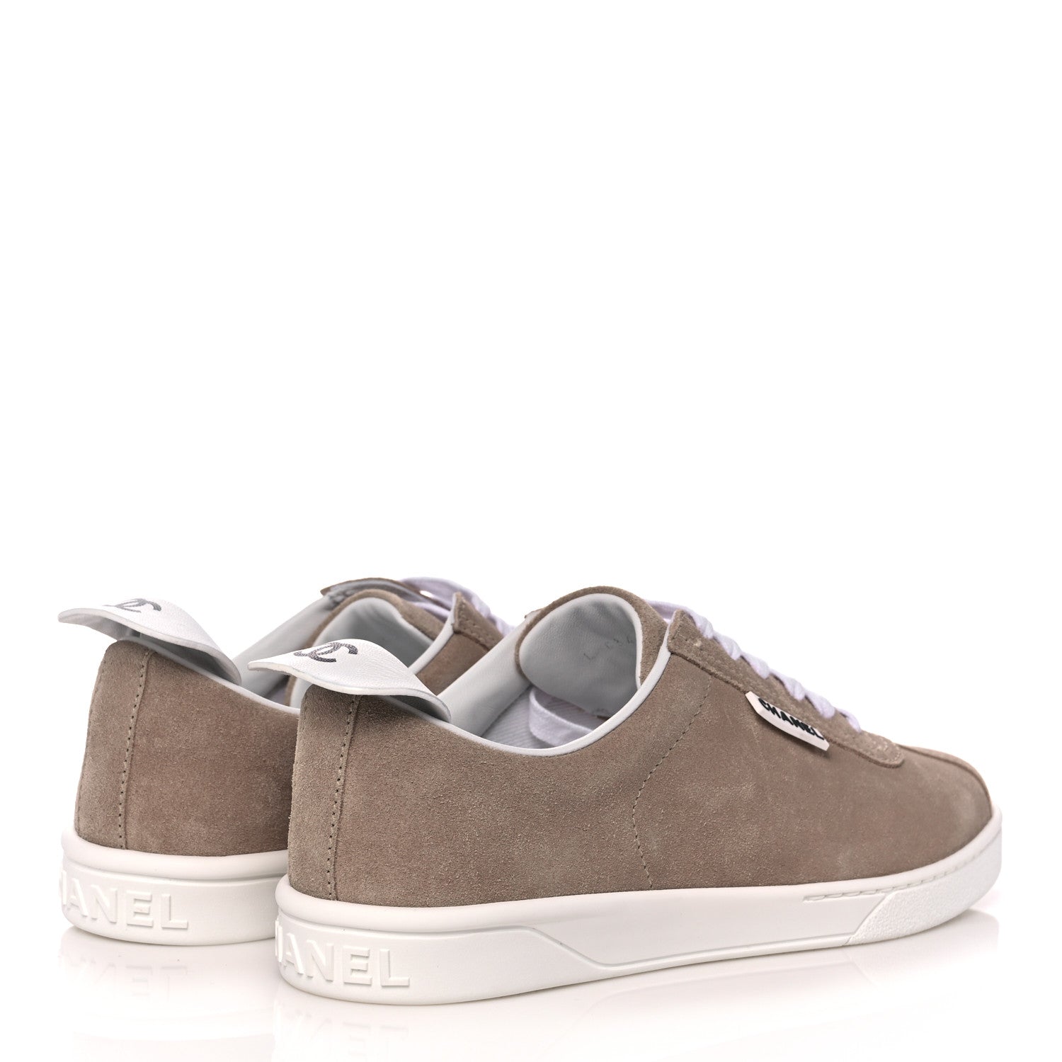 Chanel Suede Calfskin Womens Sneakers 39.5 Dark Beige 4 of 11