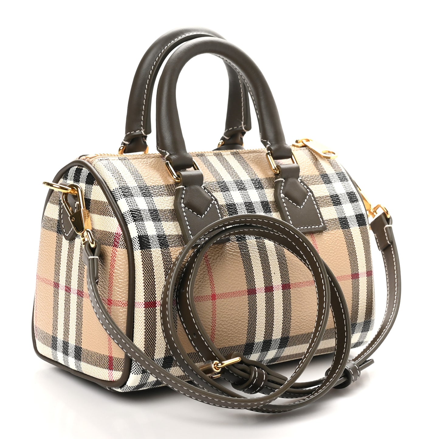 Vintage Check Mini Bowling Bag Military