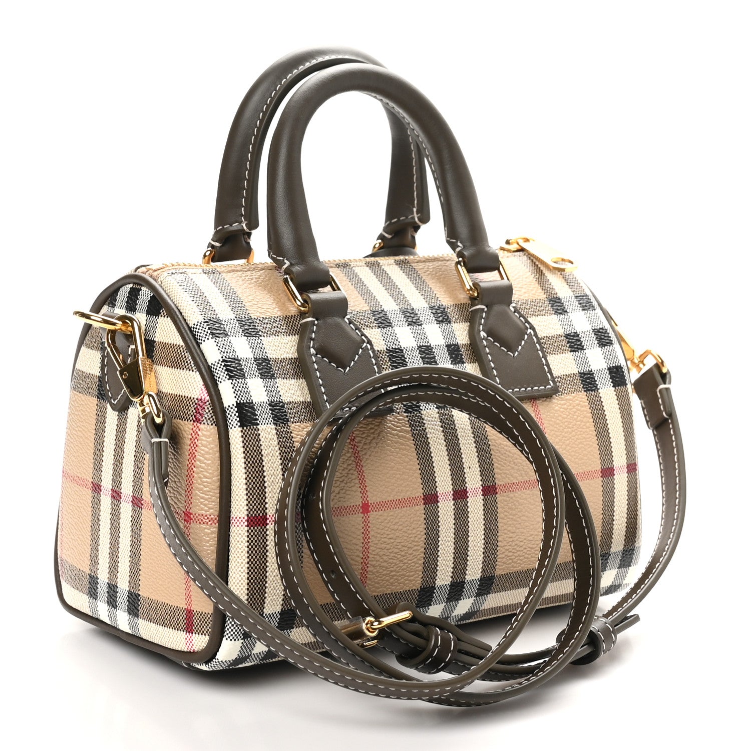 Burberry Vintage Check Mini Bowling Bag Military 3 of 10