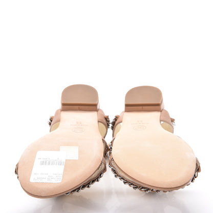 Chanel Lambskin CC Chain Sandals 35 Beige 5 of 9