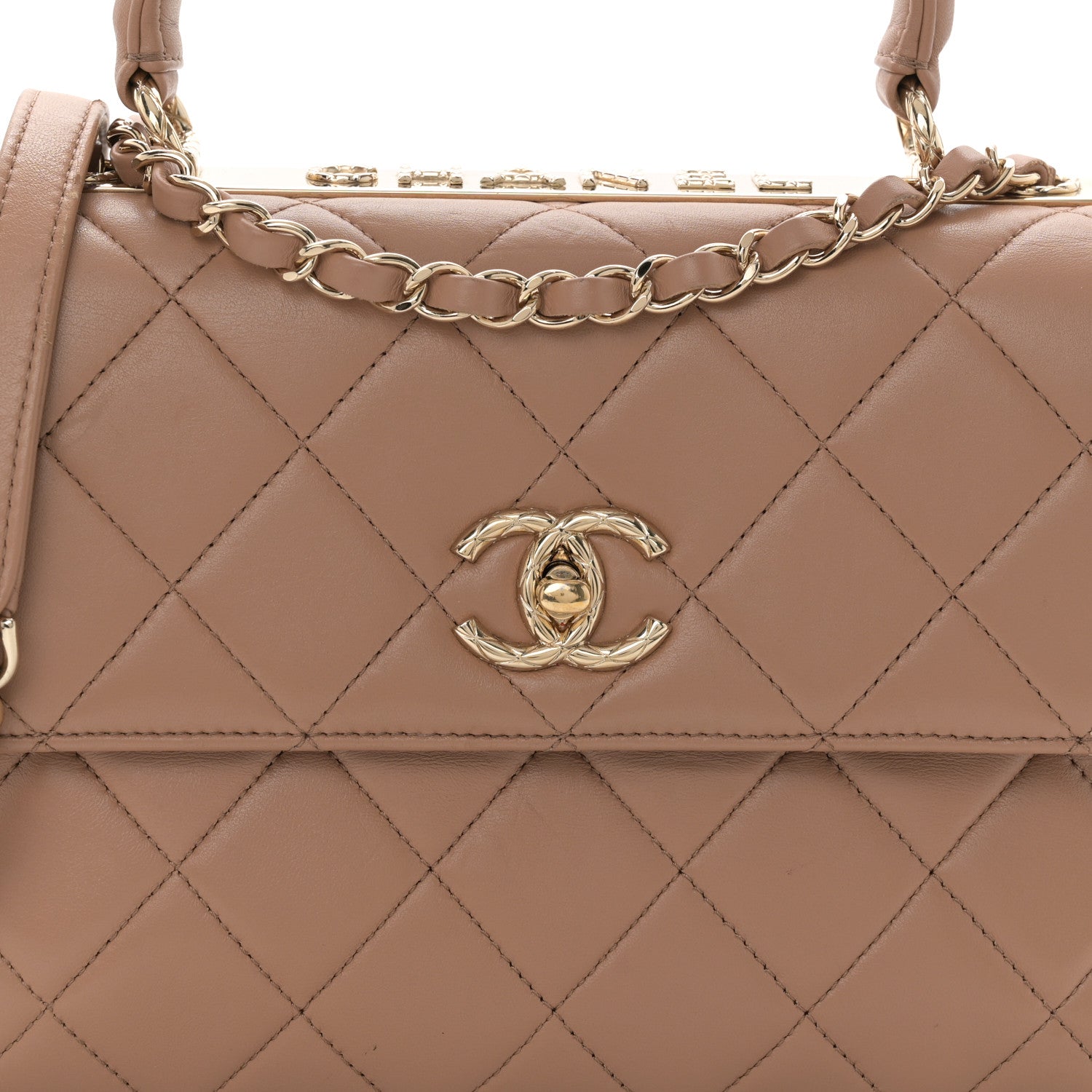 Chanel Lambskin Quilted Small Trendy CC Flap Dual Handle Bag Camel 9 of 15