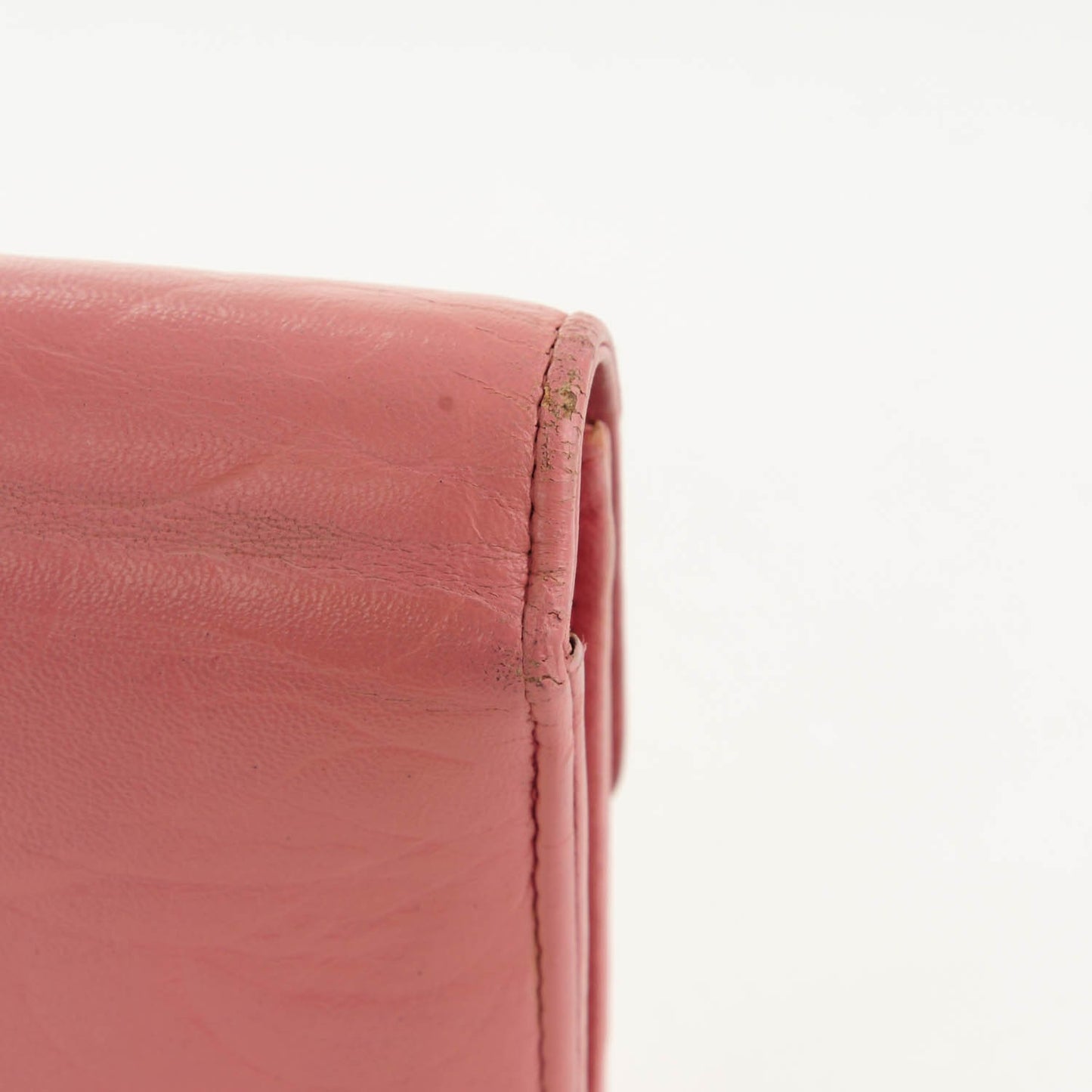 Lambskin Embossed Camellia Large Gusset Flap Wallet Pink