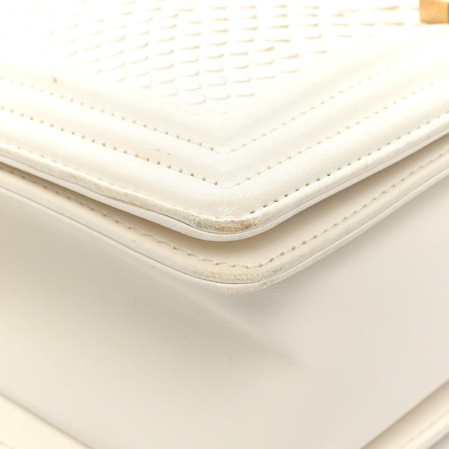 Snakeskin Medium Boy Flap White