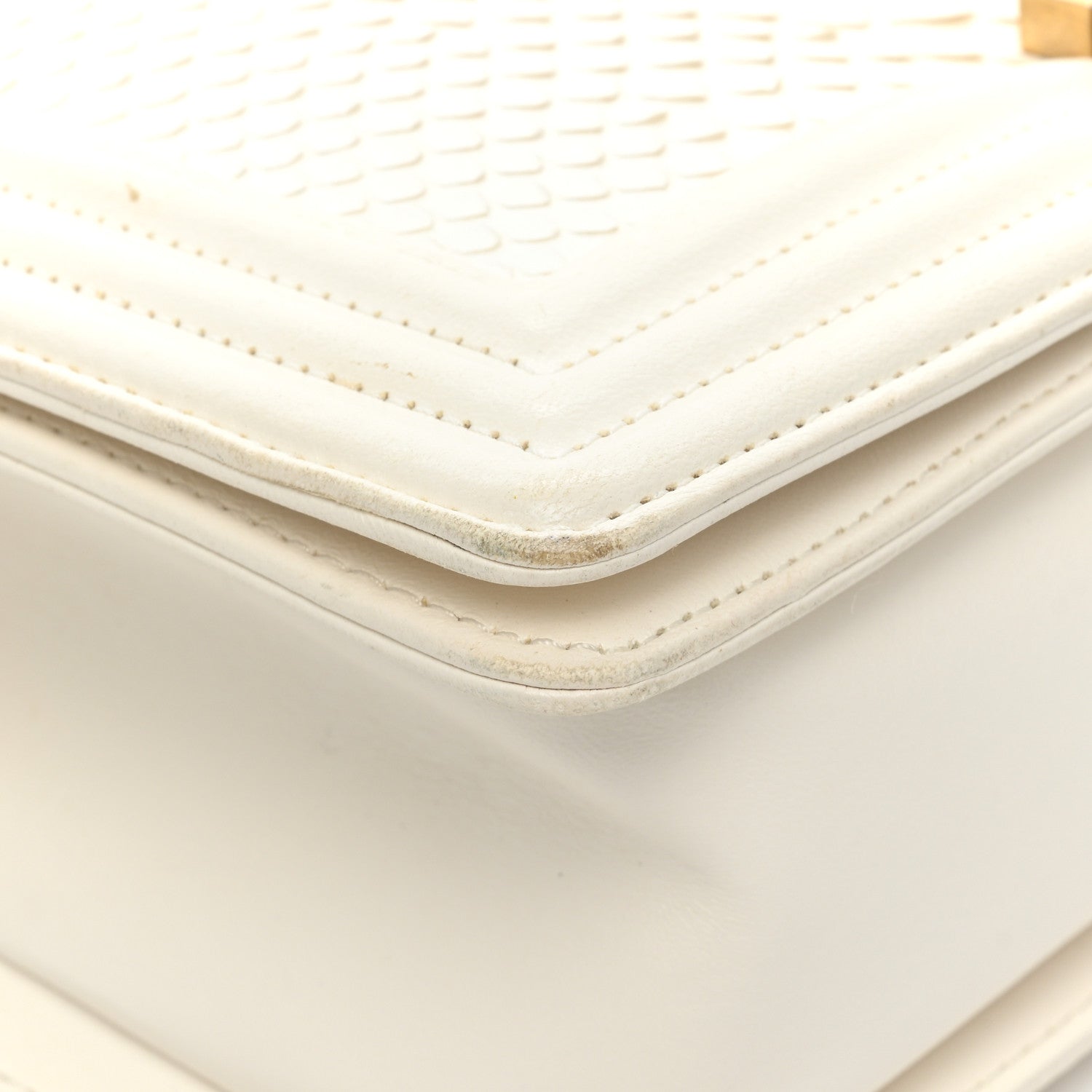 Chanel Snakeskin Medium Boy Flap White 10 of 19