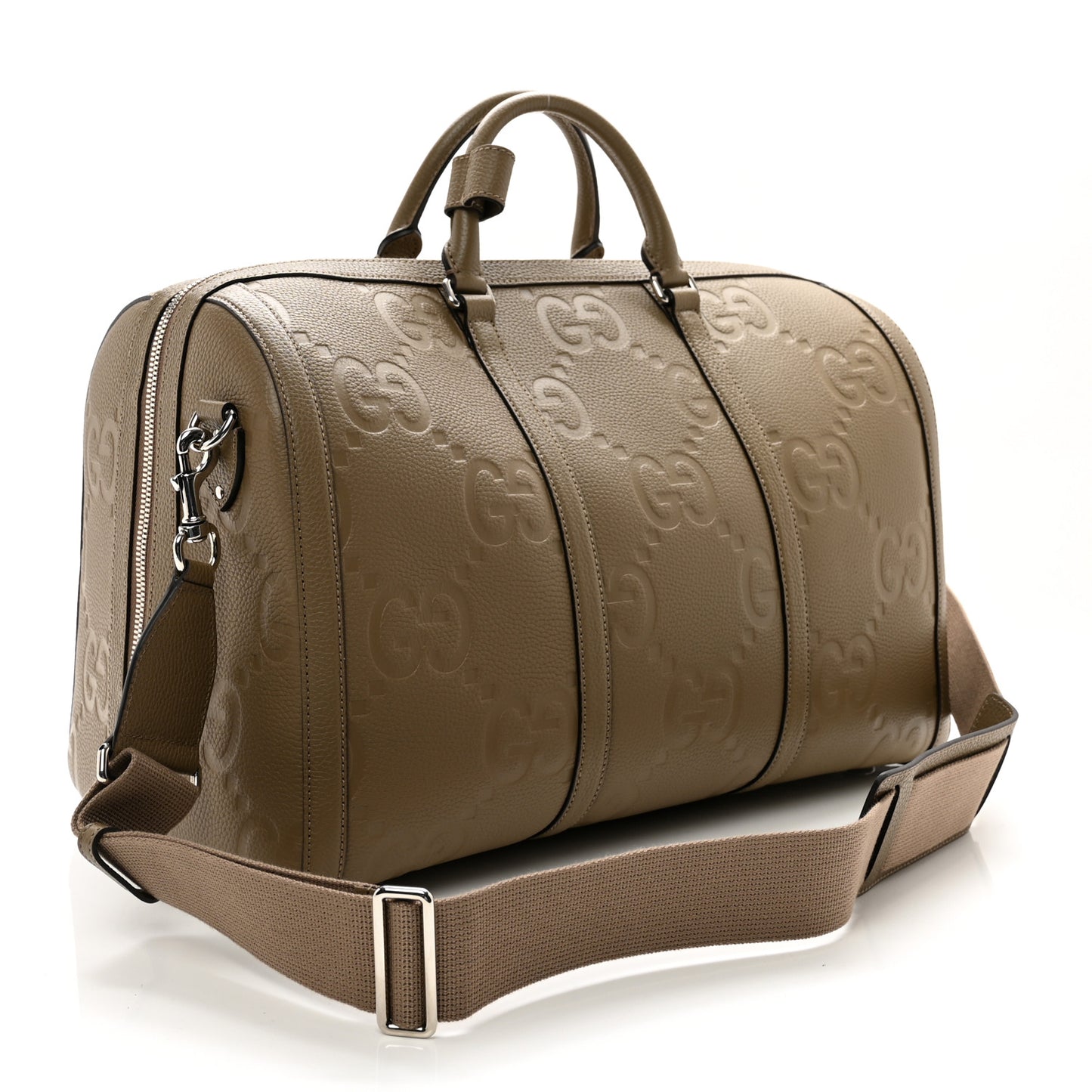 Piuma Calfskin Jumbo GG Embossed Large Duffle Bag Good Taupe