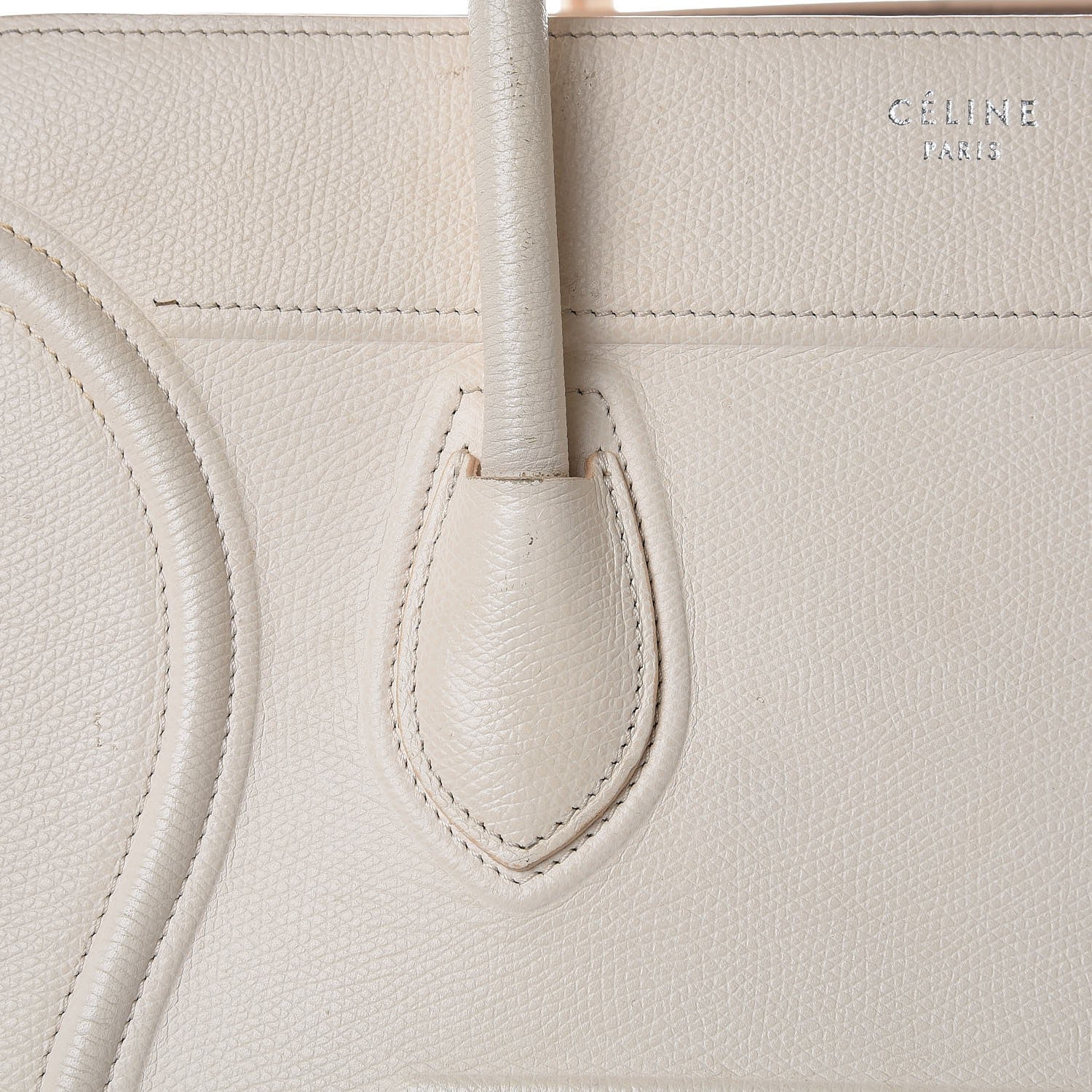 Celine Grained Calfskin Medium Phantom Luggage Cream 15 of 34