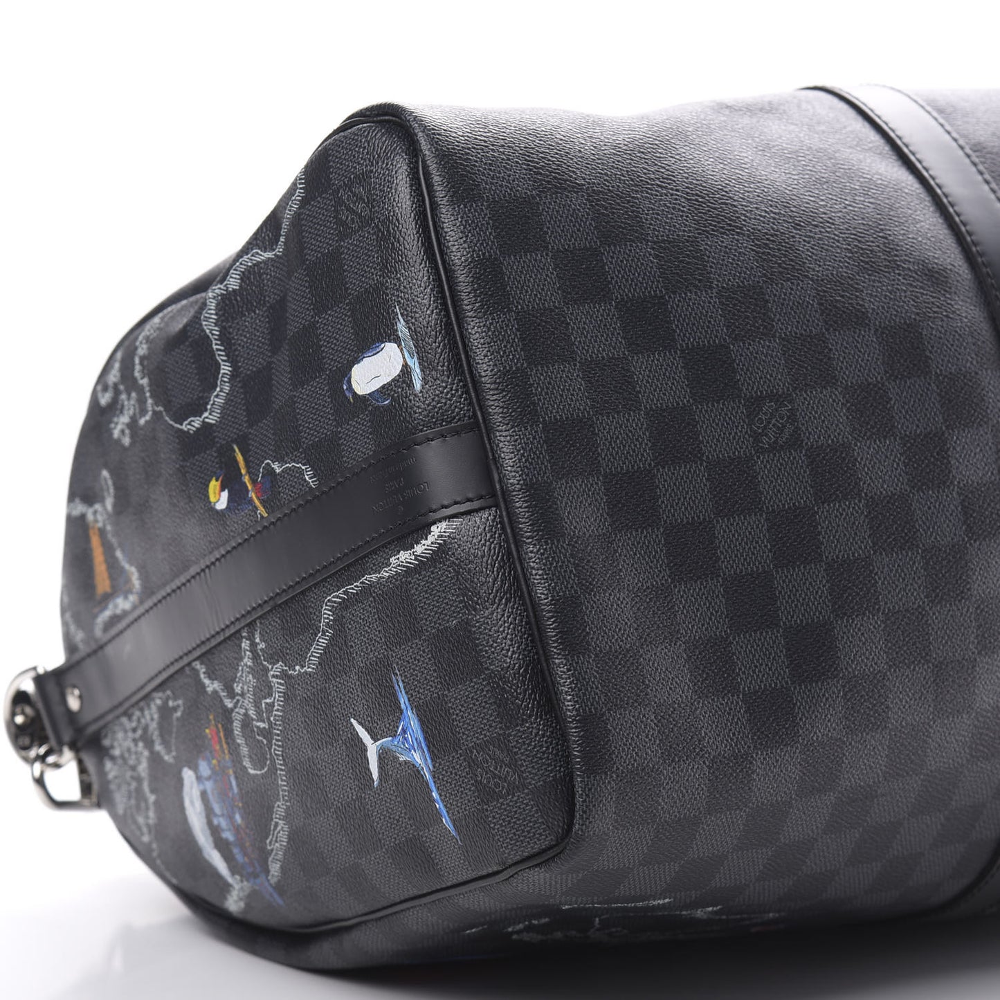 Damier Graphite World Map Keepall Bandouliere 50
