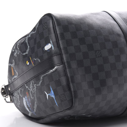 Louis Vuitton Damier Graphite World Map Keepall Bandouliere 50 8 of 12