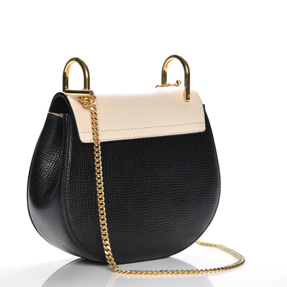 Chloe Grained Calfskin Lambskin Mini Bi-Color Drew Shoulder Bag Black Powder Beige 3 of 7