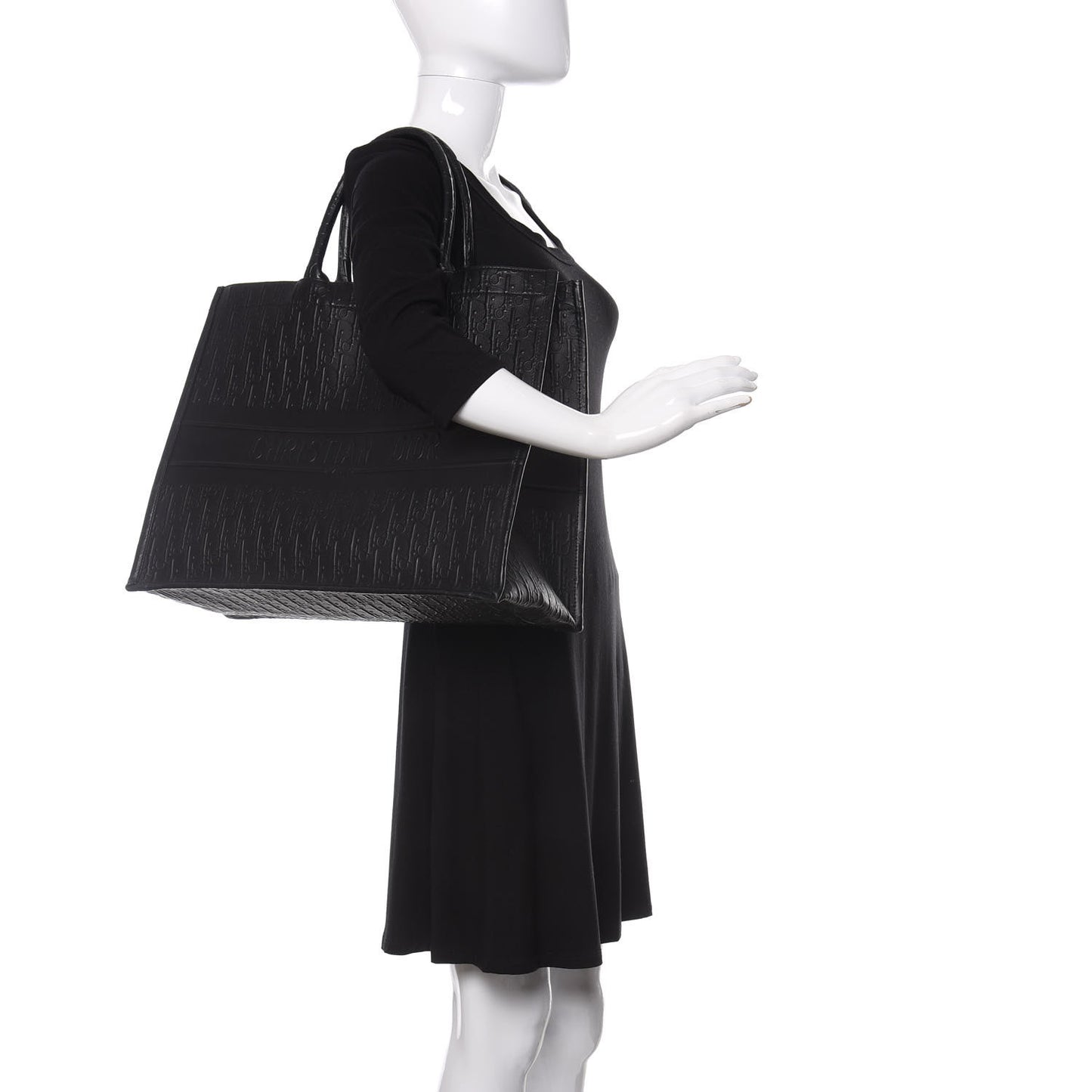 Oblique Calfskin Embossed Book Tote Black