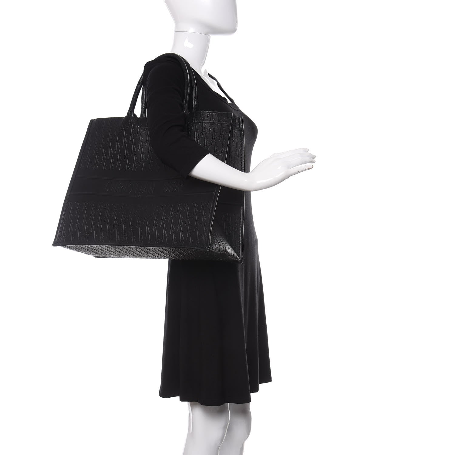 Christian Dior Oblique Calfskin Embossed Book Tote Black 2 of 10