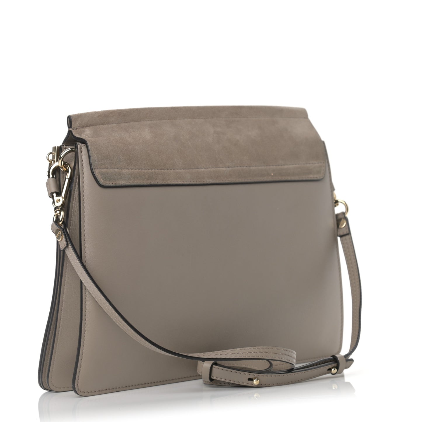 Calfskin Suede Medium Faye Shoulder Bag Motty Grey