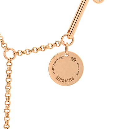 Hermes 18K Rose Gold Diamond TPM Ex-Libris Pendant Necklace 5 of 6