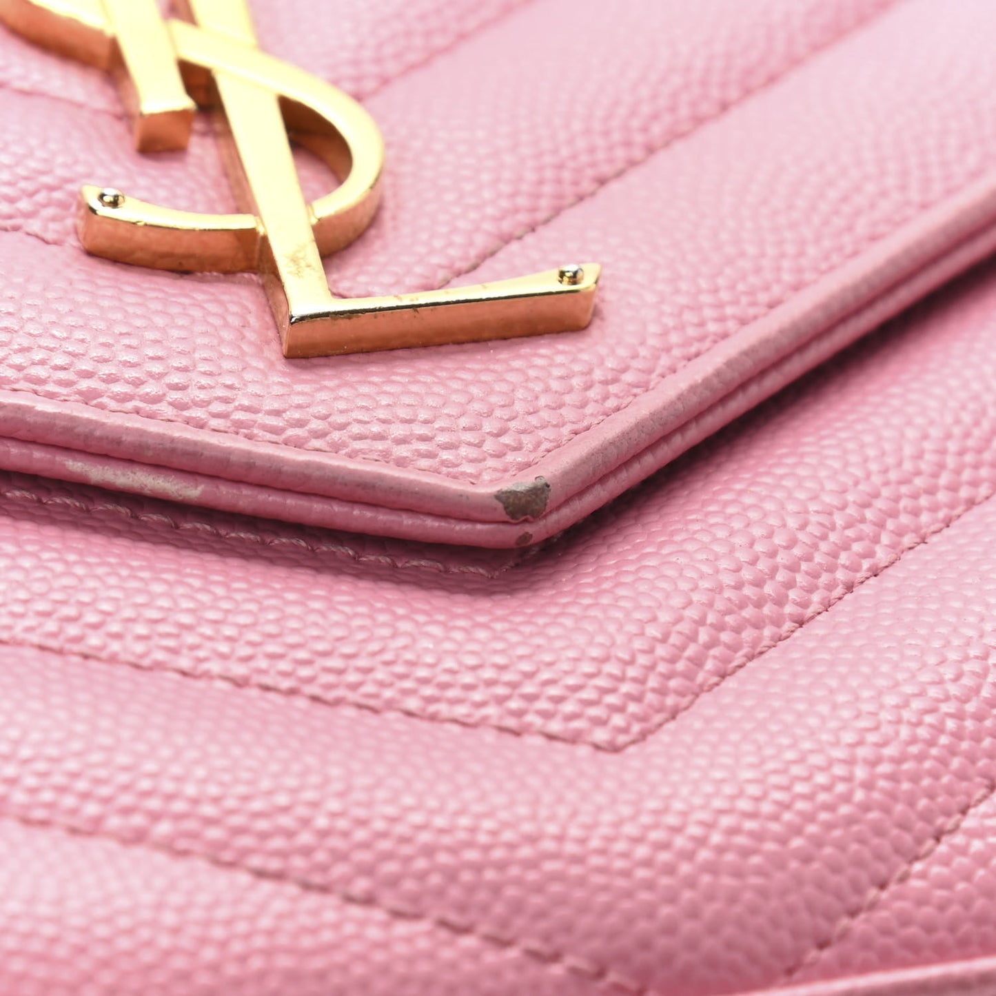 Grain De Poudre Matelasse Chevron Monogram Chain Wallet Indian Pink