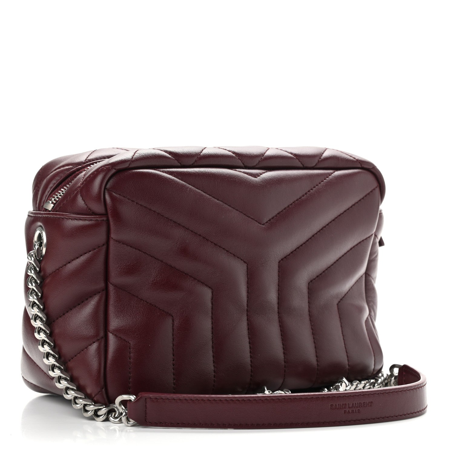 Saint Laurent Calfskin Y Quilted Monogram Small Loulou Bowling Bag Rouge Legion 3 of 10