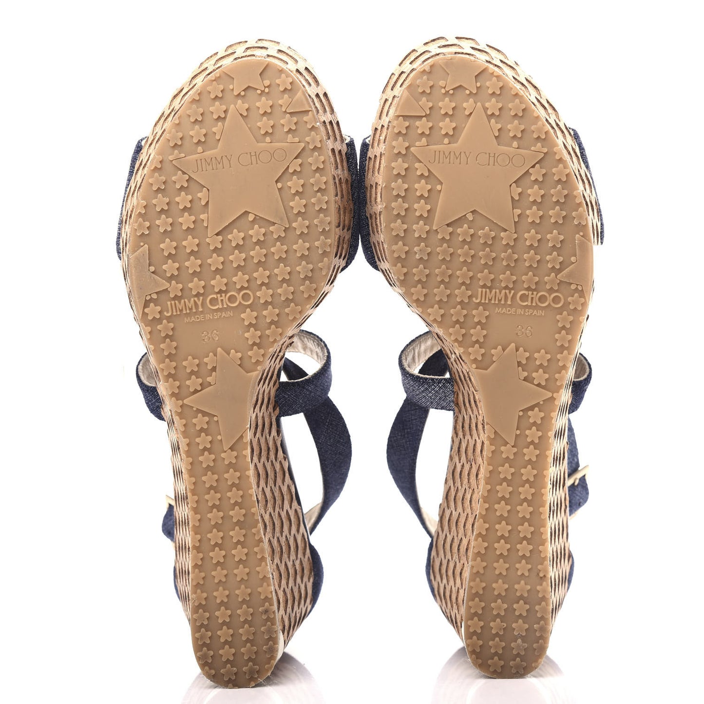 Denim Cork Wedge Sandals 36